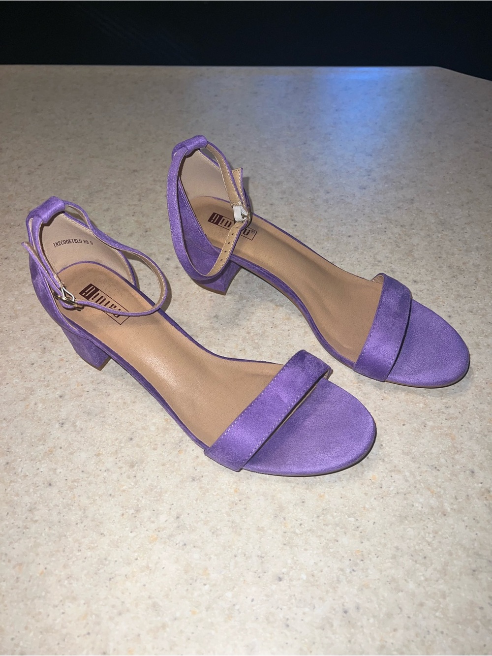Women’s Lavender Ankle Strap Block Heel Sandals